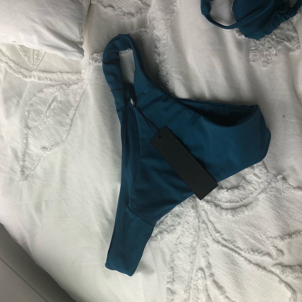 Black Bough Blue Swim Suit. S Top, M Bottom.